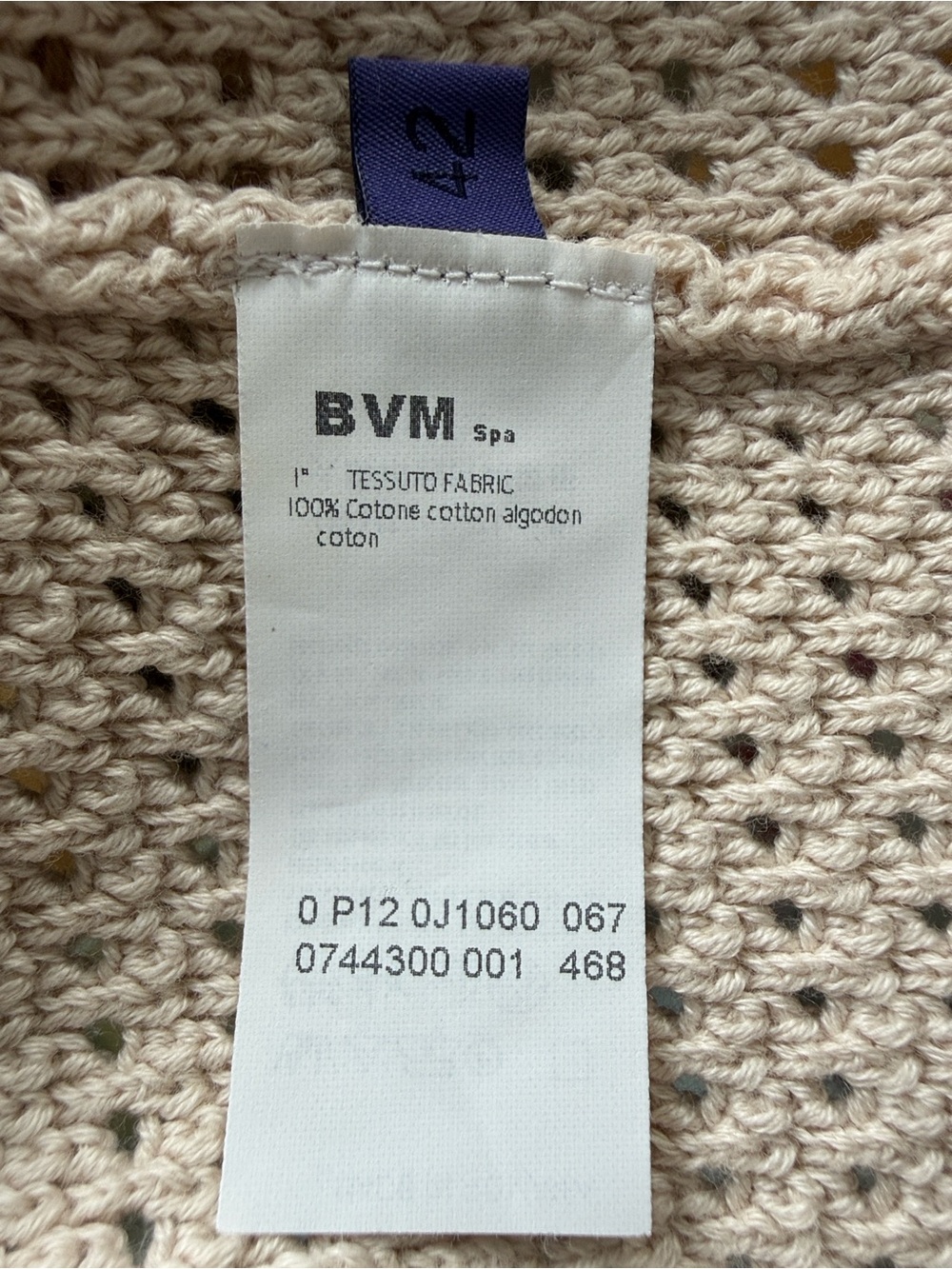 Les Copains Blue Cotton Open Stitch Sweater Blazer in Beige. Size IT 42. - Picture 5 of 5